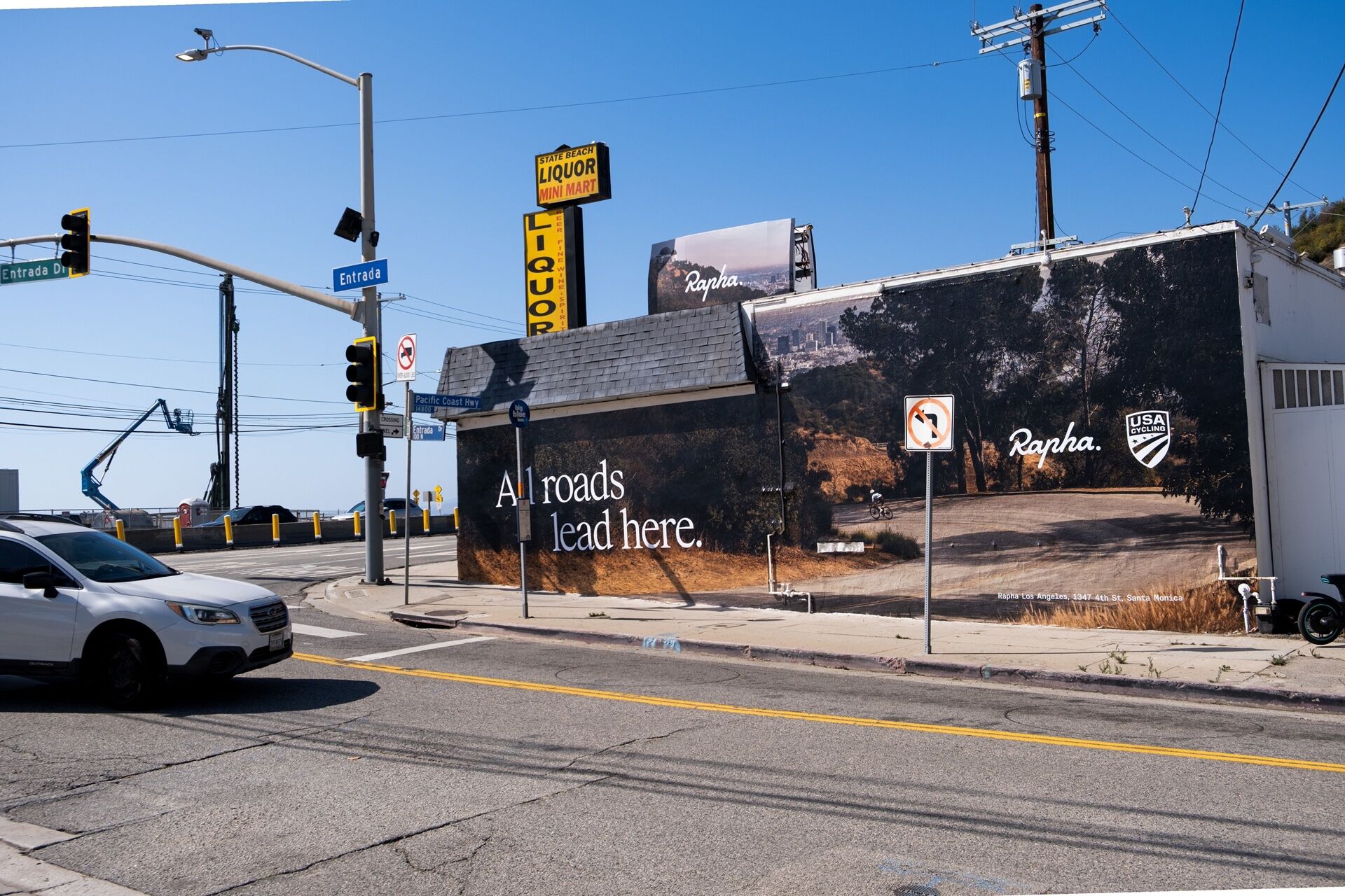 Rapha wallscape and bulletin domination, Pacific Coast Highway at Entrada, Santa Monica
